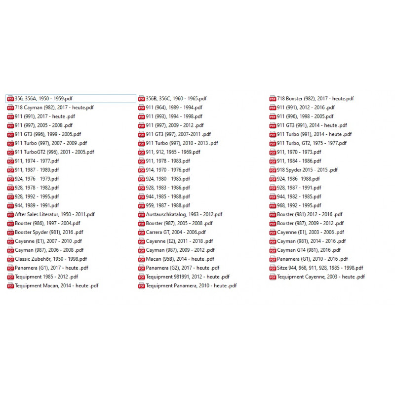 Porsche Workshop Repair Manuals Collection 1950–2018 German language