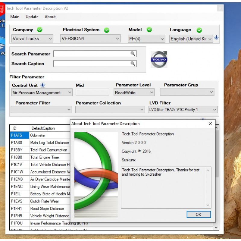 Volvo Tech Tool 2016 v2 – Parameter Definitions & Configuration Guide